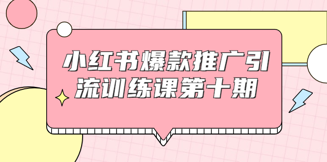 小红书爆款推广引流训练课第十期，手把手带你玩转小红书，轻松月入过万-云网创资源站