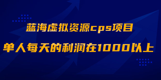 蓝海虚拟资源cps项目，目前最高单人每天的利润在1000以上【视频课程】-云网创资源站