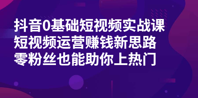 抖音0基础短视频实战课，短视频运营赚钱新思路，零粉丝也能助你上热门-云网创资源站