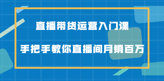 直播带货运营入门课，手把手教你直播间月销百万-云网创资源站