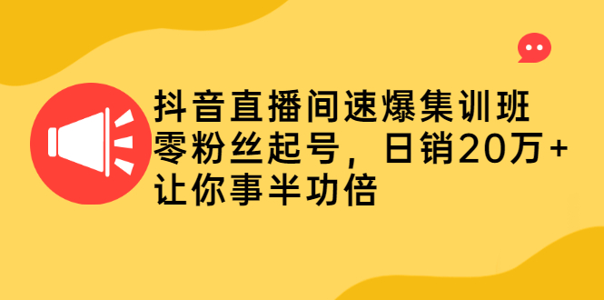 抖音直播间速爆集训班，零粉丝起号，日销20万+让你事半功倍-云网创资源站