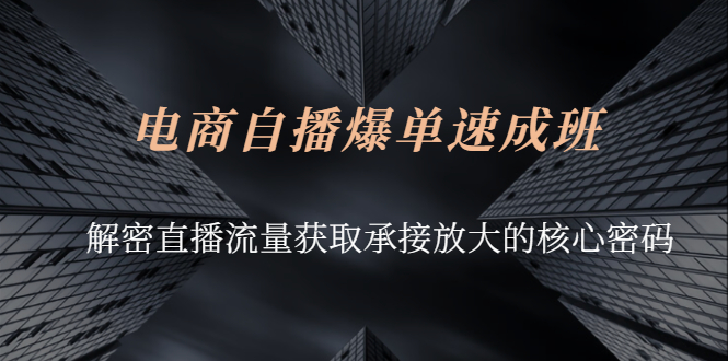 电商自播爆单速成班：解密直播流量获取承接放大的核心密码-云网创资源站