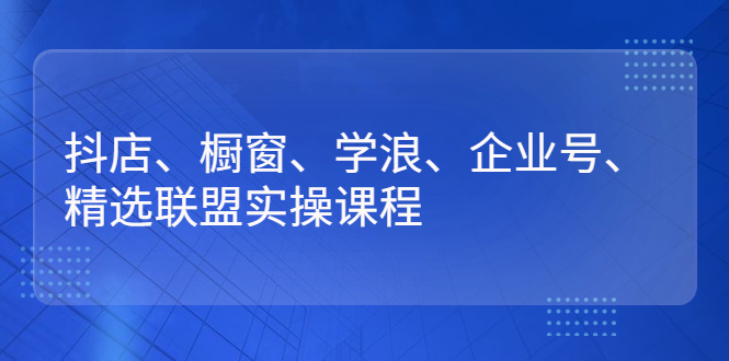 抖店、橱窗、学浪、企业号、精选联盟实操课程-云网创资源站