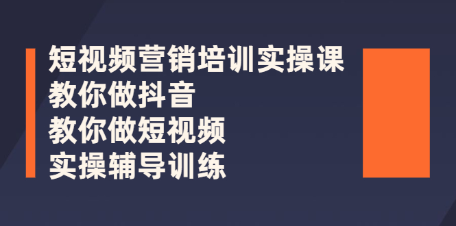 短视频营销培训实操课：教你做抖音，教你做短视频，实操辅导训练-云网创资源站