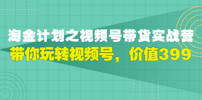 视频号带货实战营，带你玩转视频号-云网创资源站