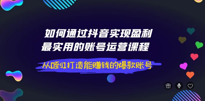 如何通过抖音实现盈利，最实用的账号运营课程  从0到1打造能赚钱的爆款账号-云网创资源站