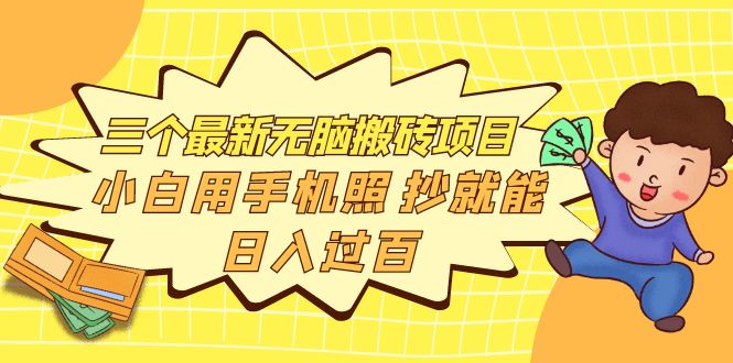 三个最新无脑搬砖项目，小白用手机照抄就能日入过百-云网创资源站