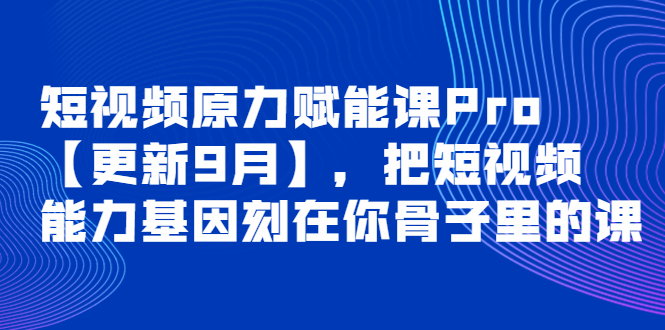 短视频原力赋能课Pro【更新9月】，把短视频能力基因刻在你骨子里的课-云网创资源站