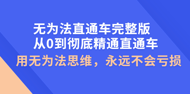 无为法直通车完整版：从0到彻底精通直通车，用无为法思维，永远不会亏损-云网创资源站