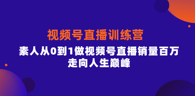 行动派·视频号直播训练营，素人从0到1做视频号直播销量百万，走向人生巅峰-云网创资源站