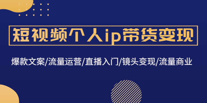 短视频个人ip带货变现：爆款文案/流量运营/直播入门/镜头变现/流量商业-云网创资源站