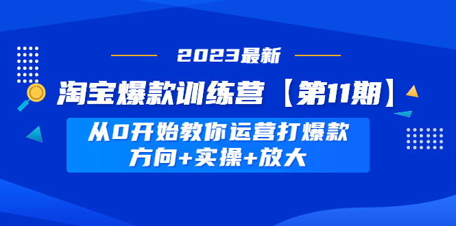 淘宝爆款训练营【第11期】 从0开始教你运营打爆款，方向+实操+放大-云网创资源站