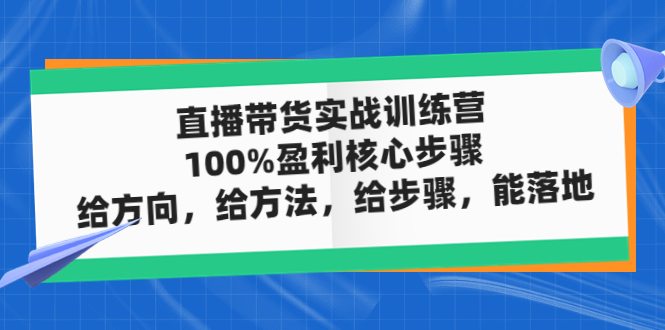 直播带货实战训练营：100%盈利核心步骤，给方向，给方法，给步骤，能落地-云网创资源站