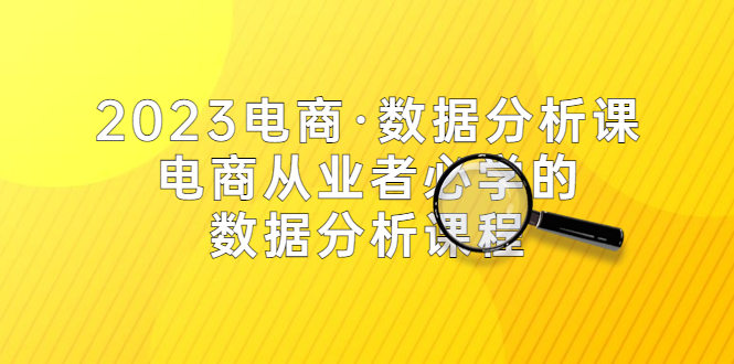 2023电商·数据分析课，电商·从业者必学的数据分析课程-云网创资源站