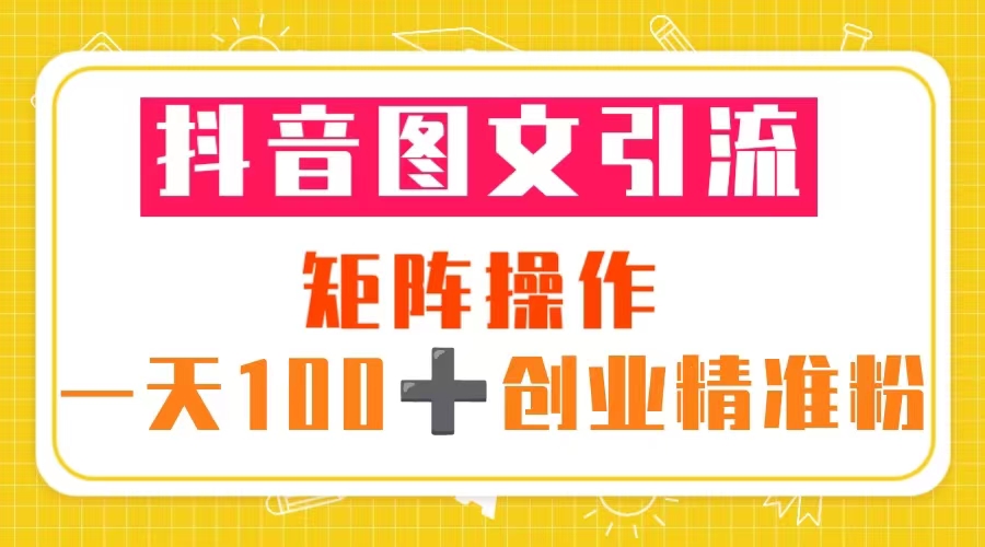 抖音图文引流 矩阵操作 一天100+创业精准粉-云网创资源站