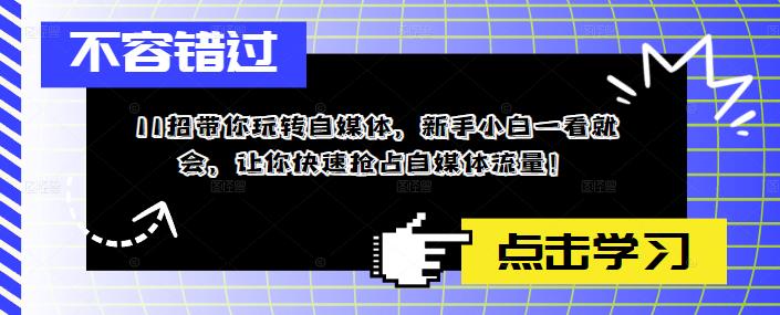 11招带你玩转自媒体，新手小白一看就会，让你快速抢占自媒体流量！-云网创资源站