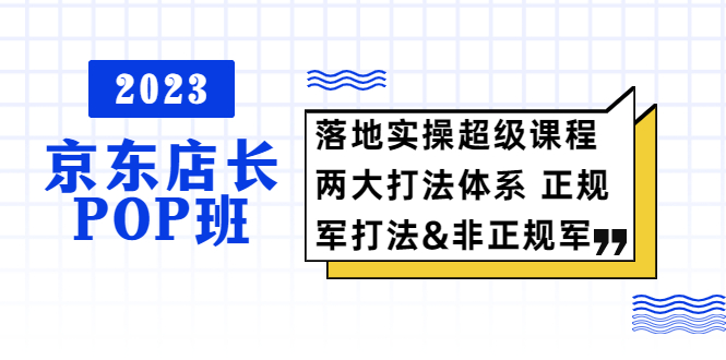 2023京东店长·POP班 落地实操超级课程 两大打法体系 正规军&非正规军-云网创资源站