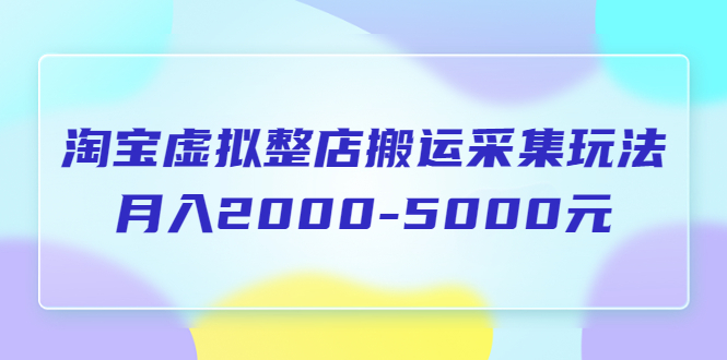 淘宝虚拟整店搬运采集玩法分享课：月入2000-5000元-云网创资源站