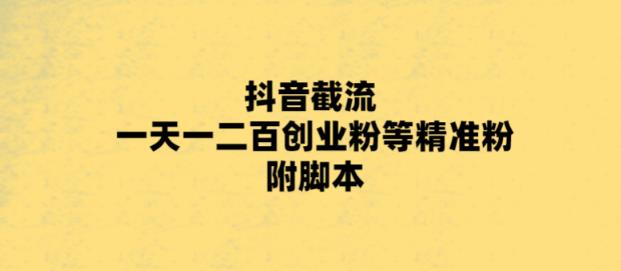 最新抖音截流玩法，一天轻松引流一二百创业精准粉，附脚本+玩法-云网创资源站