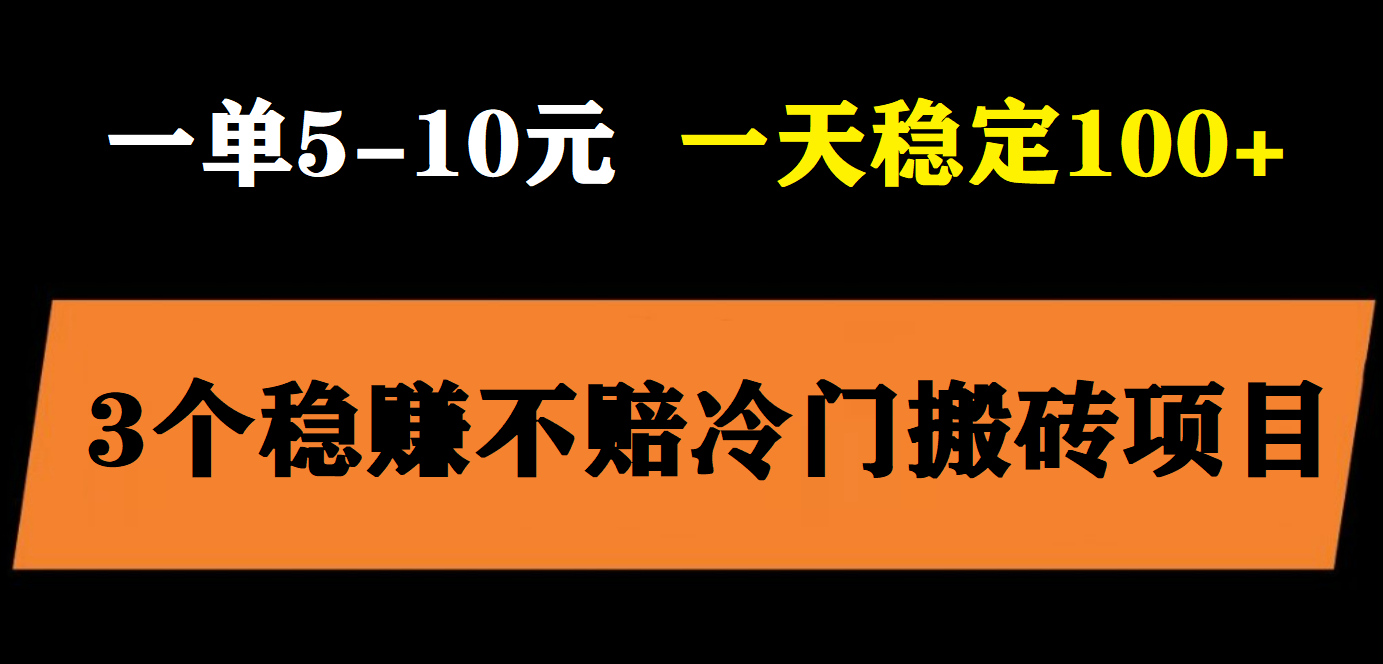 3个最新稳定的冷门搬砖项目，小白无脑照抄当日变现日入过百-云网创资源站