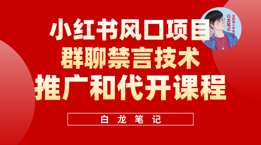 小红书风口项目日入300+，小红书群聊禁言技术代开项目，适合新手操作-云网创资源站