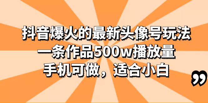 抖音爆火的最新头像号玩法，一条作品500w播放量，手机可做，适合小白-云网创资源站