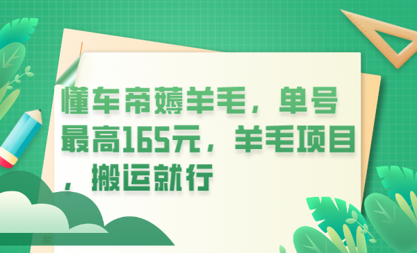 懂车帝薅羊毛，单号最高165元，羊毛项目，搬运就行-云网创资源站