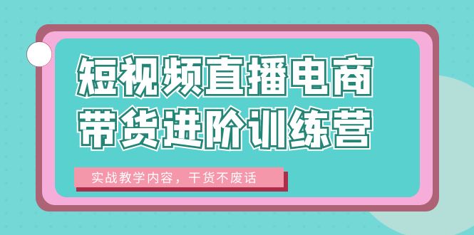 短视频直播电商带货进阶训练营：实战教学内容，干货不废话！-云网创资源站