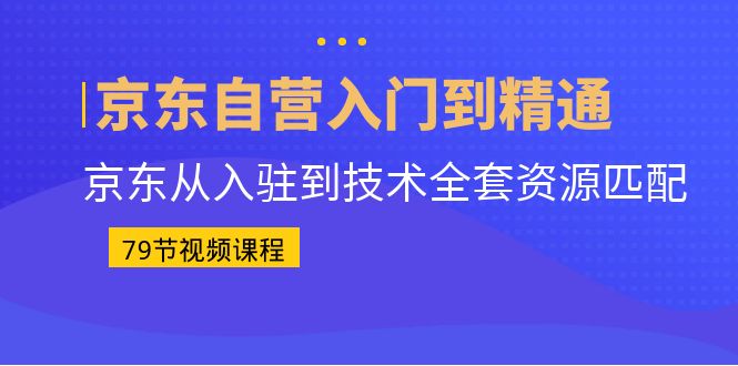 京东自营入门到精通：京东从入驻到技术全套资源匹配-云网创资源站