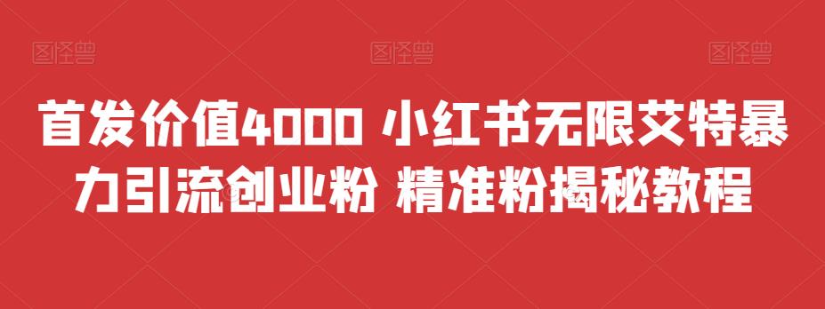 首发价值4000 小红书无限艾特暴力引流创业粉 精准粉揭秘教程-云网创资源站