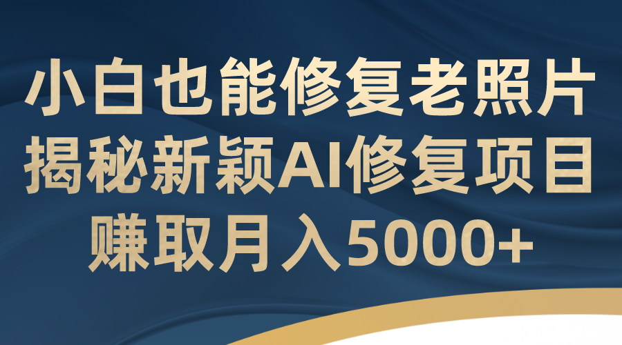 小白也能修复老照片！揭秘新颖AI修复项目，赚取月入5000+-云网创资源站