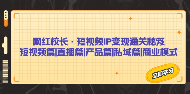 网红校长·短视频IP变现通关秘笈：短视频篇+直播篇+产品篇+私域篇+商业模式-云网创资源站