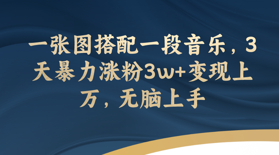 一张图搭配一段音乐，3天暴力涨粉3w+变现上万，无脑上手-云网创资源站