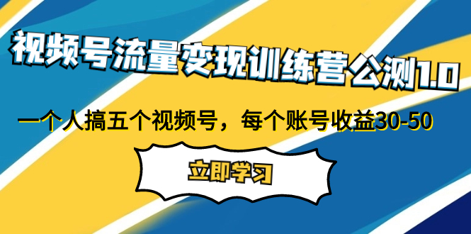 视频号流量变现训练营公测1.0：一个人搞五个视频号，每个账号收益30-50-云网创资源站