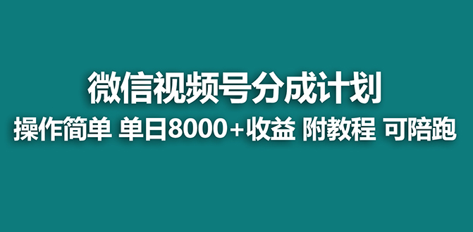 【蓝海项目】视频号分成计划，单天收益8000+，附玩法教程！可陪跑-云网创资源站