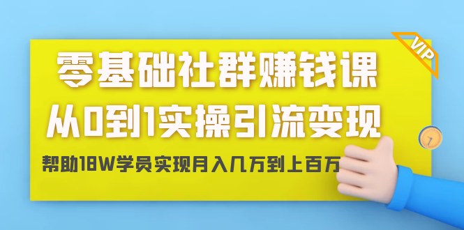 零基础社群赚钱课：从0到1实操引流变现，帮助18W学员实现月入几万到上百万-云网创资源站