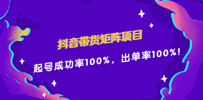 抖音带货矩阵项目，起号成功率100%，出单率100%！-云网创资源站