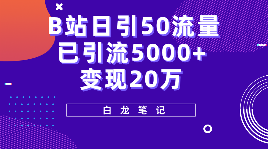 B站日引50+流量，实战已引流5000+变现20万，超级实操课程。-云网创资源站