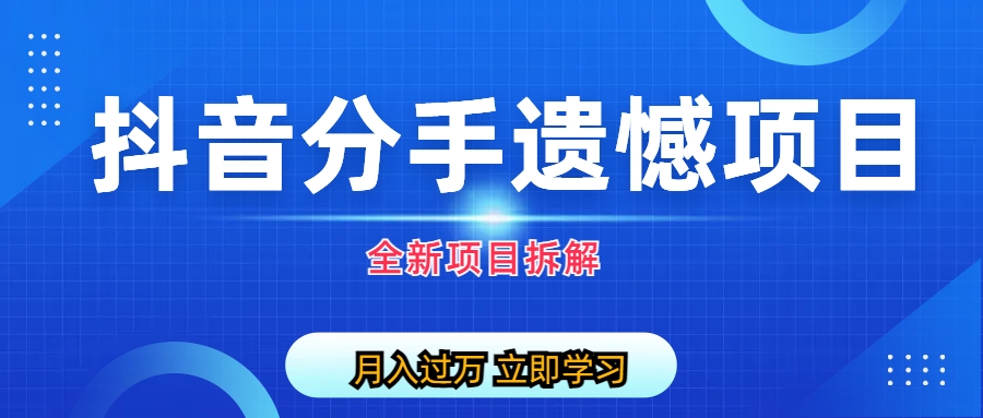 (6633期)自媒体抖音分手遗憾项目私域项目拆解-云网创资源站