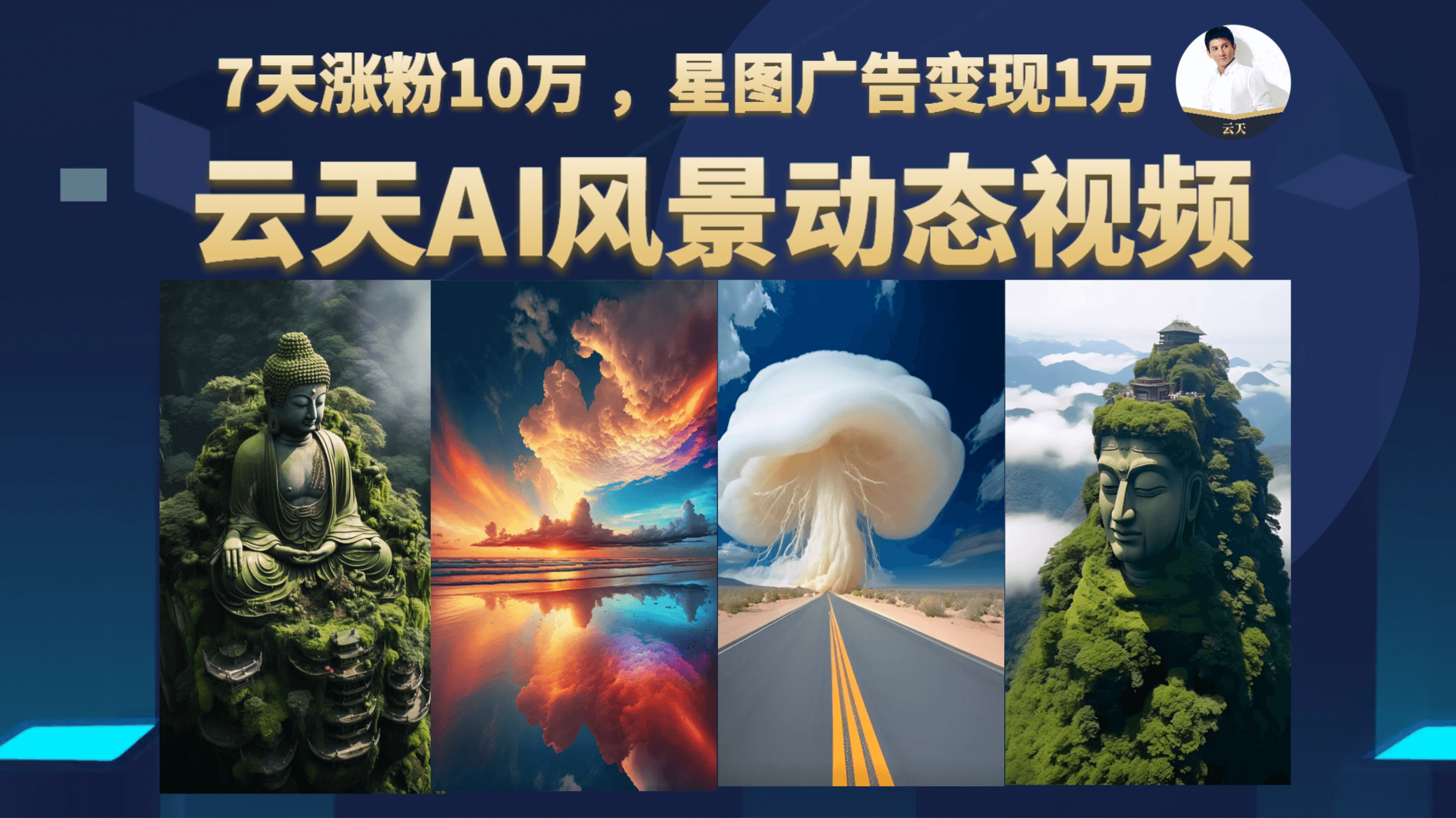 云天AI风景动图视频制作，7天涨粉10万 ，星图广告变现1万-云网创资源站