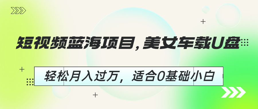 (6619期)短视频蓝海项目，美女车载U盘，轻松月入过万，适合0基础小白-云网创资源站