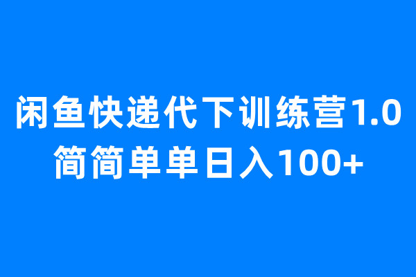 闲鱼快递代下训练营1.0，简简单单日入100+-云网创资源站