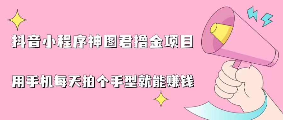 抖音小程序神图君撸金项目，用手机每天拍个手型挂载一下小程序就能赚钱-云网创资源站