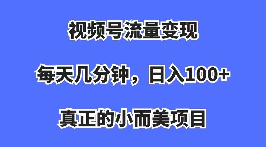 视频号流量变现，每天几分钟，收入100+，真正的小而美项目-云网创资源站