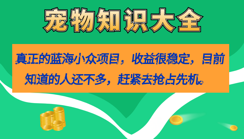 真正的蓝海小众项目，宠物知识大全，收益很稳定-云网创资源站