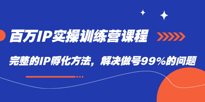 百万IP实战训练营课程，完整的IP孵化方法，解决做号99%的问题-云网创资源站