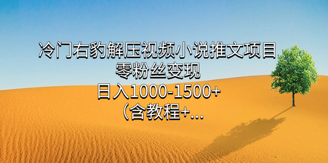 冷门右豹解压视频小说推文项目，零粉丝变现，日入1000-1500+（附1525G素材)-云网创资源站