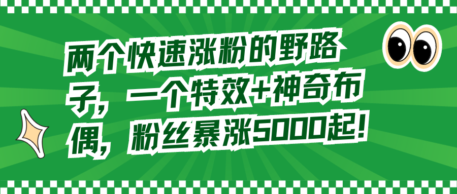 两个快速涨粉的野路子，一个特效+神奇布偶，粉丝暴涨5000起！-云网创资源站