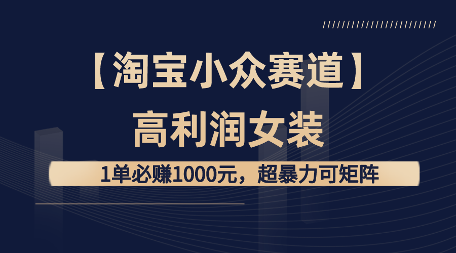 【淘宝小众赛道】高利润女装：1单必赚1000元，超暴力可矩阵-云网创资源站