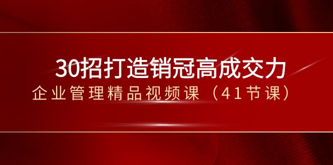 30招-打造销冠高成交力-企业管理精品视频课-云网创资源站